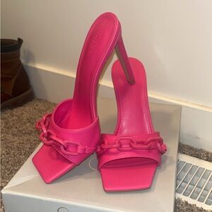 Forever 21 Hot Pink Chain-Link Stiletto Slide Heels